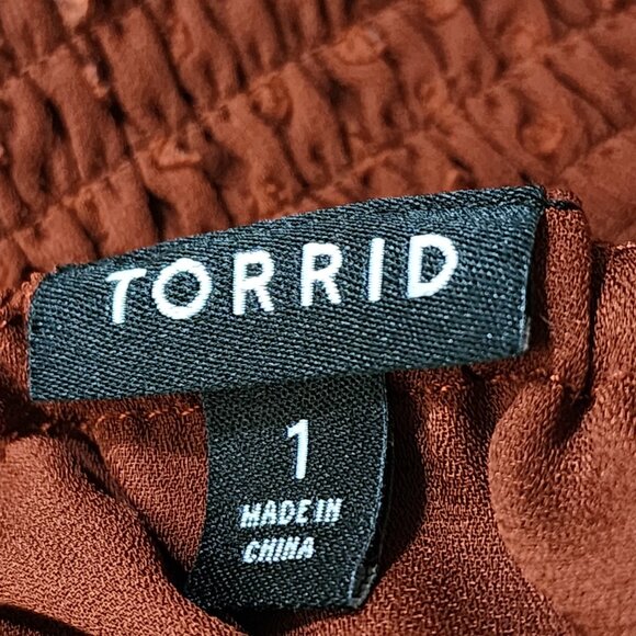 Torrid Burnt Orange Textured Polkadot Georgette Cinched Waist Cami - Picture 6 of 7